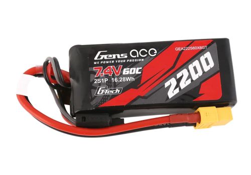 GEA222S60X6GT - Gens ace 2200mAh 7.4V 60C 2S1P Lipo Akku mit XT60 Plug GEA222S60X6GT