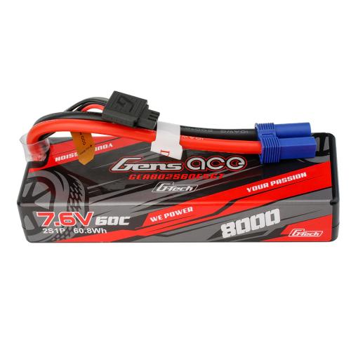 GEA552S60D20GT - Gens ace 5500mAh 7.6V 2S1P 60C HV Lipo Battery Hardcase with T Plug GEA552S60D20GT
