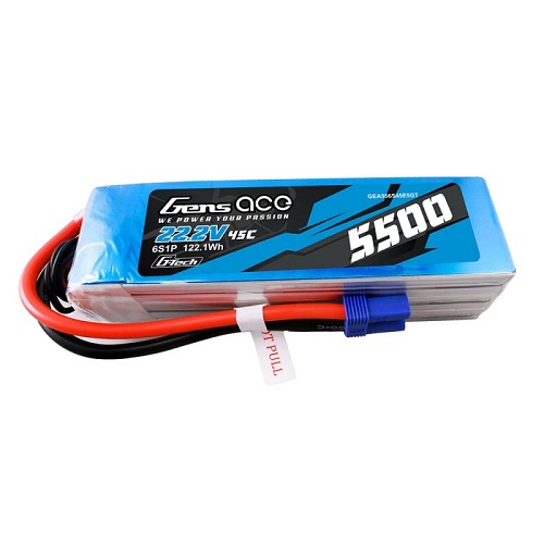 GEA556S45E5GT - Gens ace G-Tech 5500mAh Lipo 22.2V 45C 6S1P GEA556S45E5GT