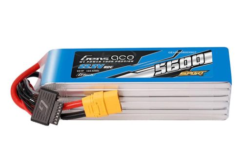 GEA566S80SX9GT - Gens Ace Sport G-Tech 5600mAh 22.2V 80C 6S1P XT90 GEA566S80SX9GT