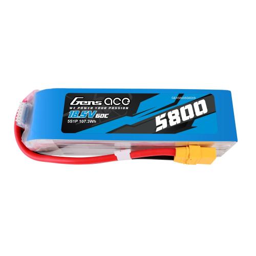 GEA58005S60X9 - Gens Ace 5800 mAh. 60C. 18.5 V. 5S1P LiPo-Akku GEA58005S60X9