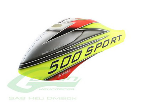 H0624-S - Airbrush Haube gelb_silber - Goblin 500 Sport SAB H0624-S