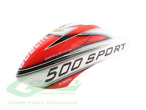 H0625-S - Airbrush Haube weiss_rot - Goblin 500 Sport SAB H0625-S