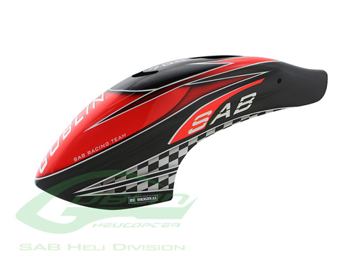 H9048-S - Vollcarbon Haube Schwarz _ Rot - Goblin 770 Competition SAB H9048-S
