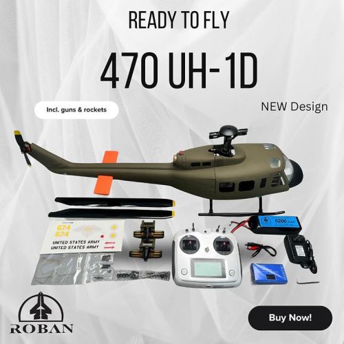 HSM-470-R-UH-G - RotorScale 470 RTF UH-1D Roban HSM-470-R-UH-G