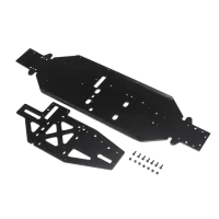 LOS251113 - Chassis w_Brace Plate. 4mm. Black: DBXL 2.0
