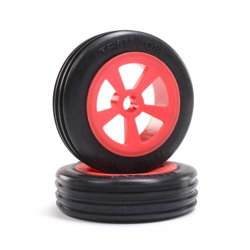 LOS41020 - Rib Front Tires. Mounted. Red (2): Mini JRX2 LOSI LOS41020