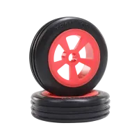 LOS41020 - Rib Front Tires. Mounted. Red (2): Mini JRX2