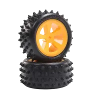 LOS41022 - 4 Row Rear Tires. Mounted. Orange (2): Mini JRX2
