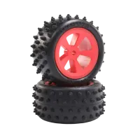 LOS41023 - 4 Row Rear Tires. Mounted. Red (2): Mini JRX2