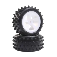 LOS41024 - 4 Row Rear Tires. Mounted. White (2): Mini JRX2