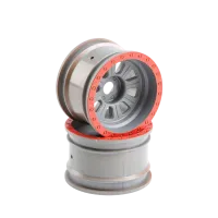 LOS45027 - 1_6 Front_Rear 3.6 Wheels. 20mm Hex. Silver (2): Super Rock Rey