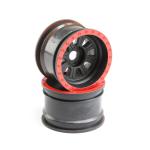 LOS45028 - 1_6 Front_Rear 3.6 Wheels. 20mm Hex. Black (2): Super Rock Rey