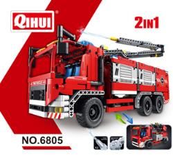 QH-6805 - 2-in1 Feuerloeschfahrzeug (1288 Teile) QIHUI QH-6805