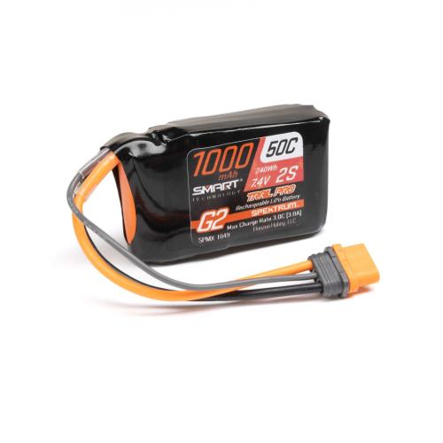 SPMX-1049 - 7.4V 1000mAh 2S 50C Smart G2 Trail Pro LiPo Battery: IC2 Spektrum SPMX-1049