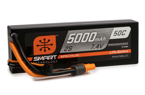 SPMX50002S50H3 - 7.4V 5000mAh 2S 50C Smart Hardcase LiPo Akku: IC3 Spektrum SPMX50002S50H3