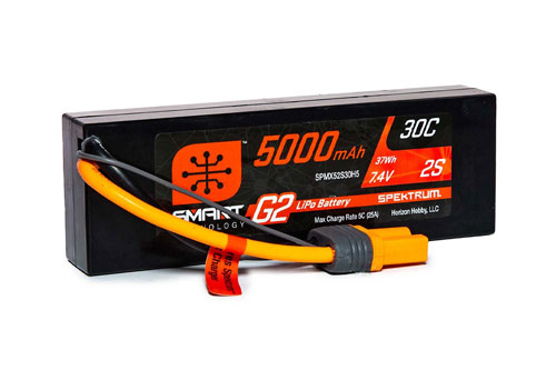 SPMX52S30H5 - Smart G2 2S 7.4V 5000mAh 30C LiPo Hard Case IC5 Spektrum SPMX52S30H5