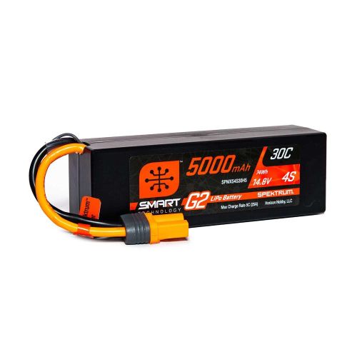 SPMX54S30H5 - 14.8V 5000mAh 4S 30C Smart G2 Hardcase LiPo Battery: IC5 Spektrum SPMX54S30H5