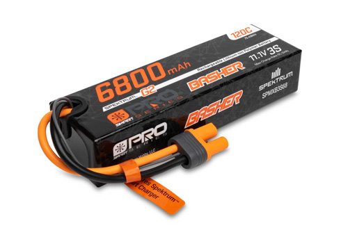 SPMXB3S68 - Spektrum 11.1V 6800mAh 3S 120C Smart G2 Pro Basher LiPo: IC5 SPMXB3S68