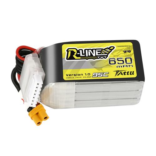 TAA6506S95XT3 - Tattu R-Line 650 mAh. 95C. 22.2 V. 6S1P LiPo-Akku mit XT30U-F-Stecker TAA6506S95XT3