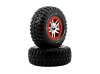TRX6873R - Raeder (2) Reifen BFG Mud T_A KM2. Felge SCT Split-spoke bedl